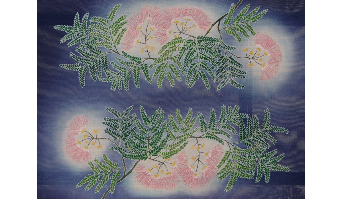 手描き友禅 染名古屋帯「合歓」 前柄
